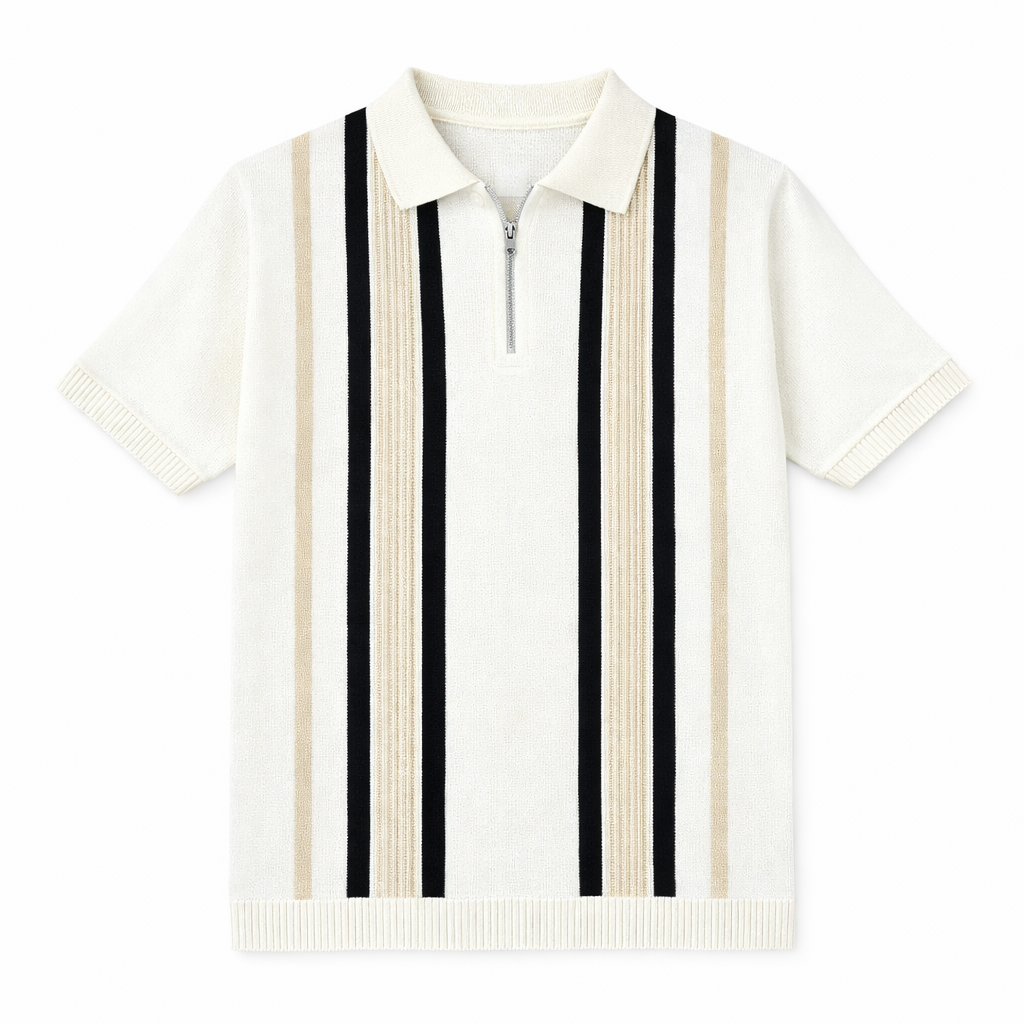 POLO EN MAILLE À RAYURES VERTICALES
