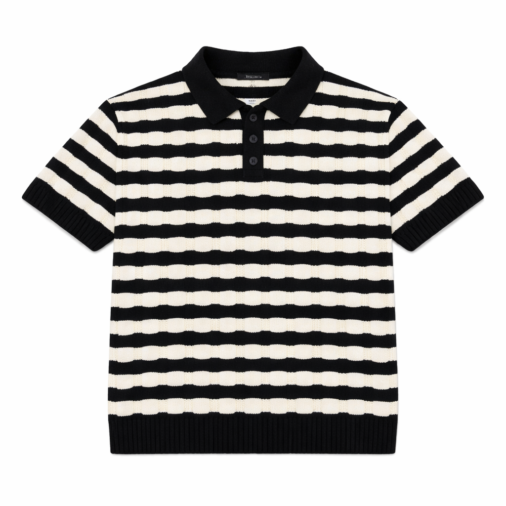 POLO EN MAILLE RAYÉE À BOUTONS