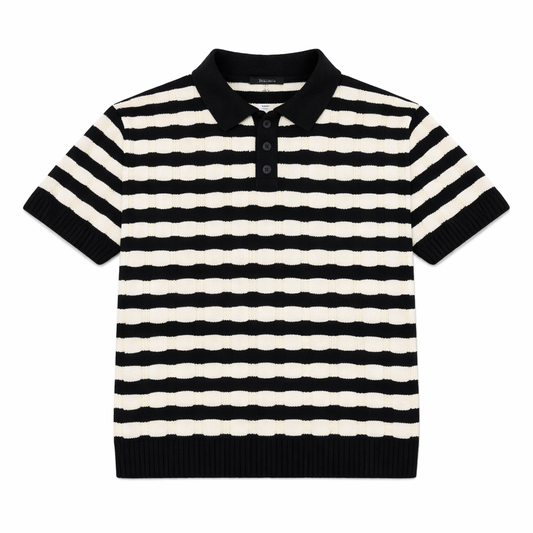 POLO EN MAILLE RAYÉE À BOUTONS