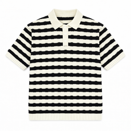 POLO EN MAILLE RAYÉE À BOUTONS