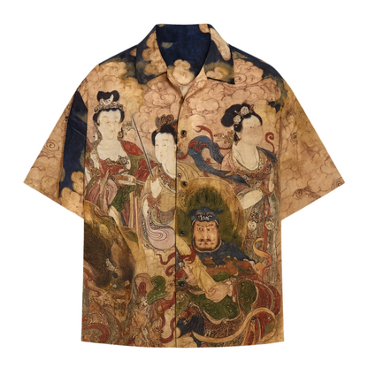 CHEMISE IMPRIME ART ASIATIQUE VINTAGE