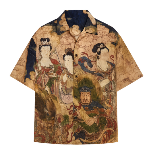 CHEMISE IMPRIME ART ASIATIQUE VINTAGE