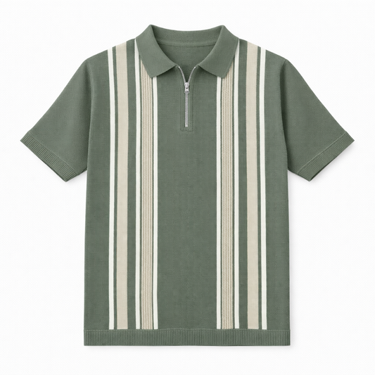 POLO EN MAILLE À RAYURES VERTICALES