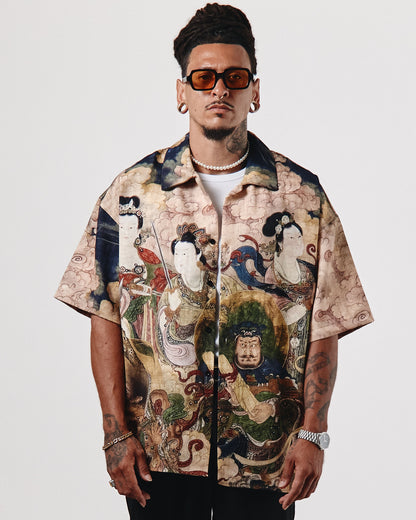 CHEMISE IMPRIME ART ASIATIQUE VINTAGE