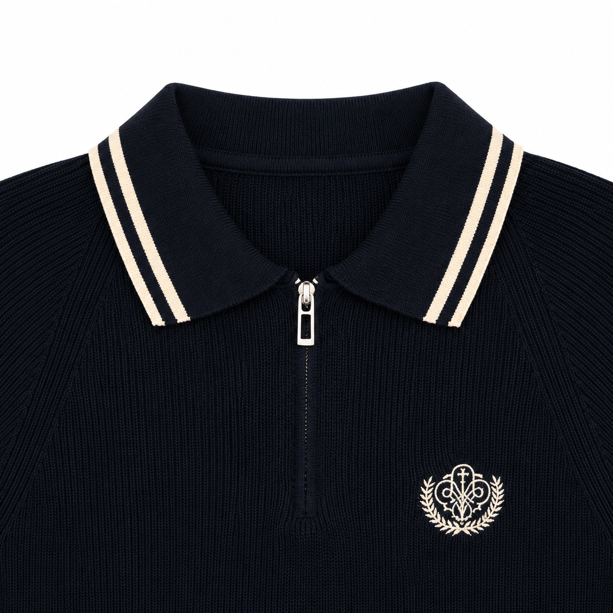 POLO ZIPPÉ BRODERIE