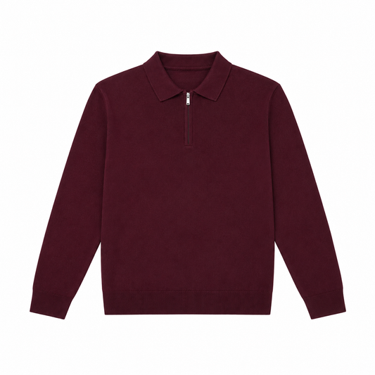 POLO EN MAILLE LONG MANCHE ZIPPÉ EN MAILLE