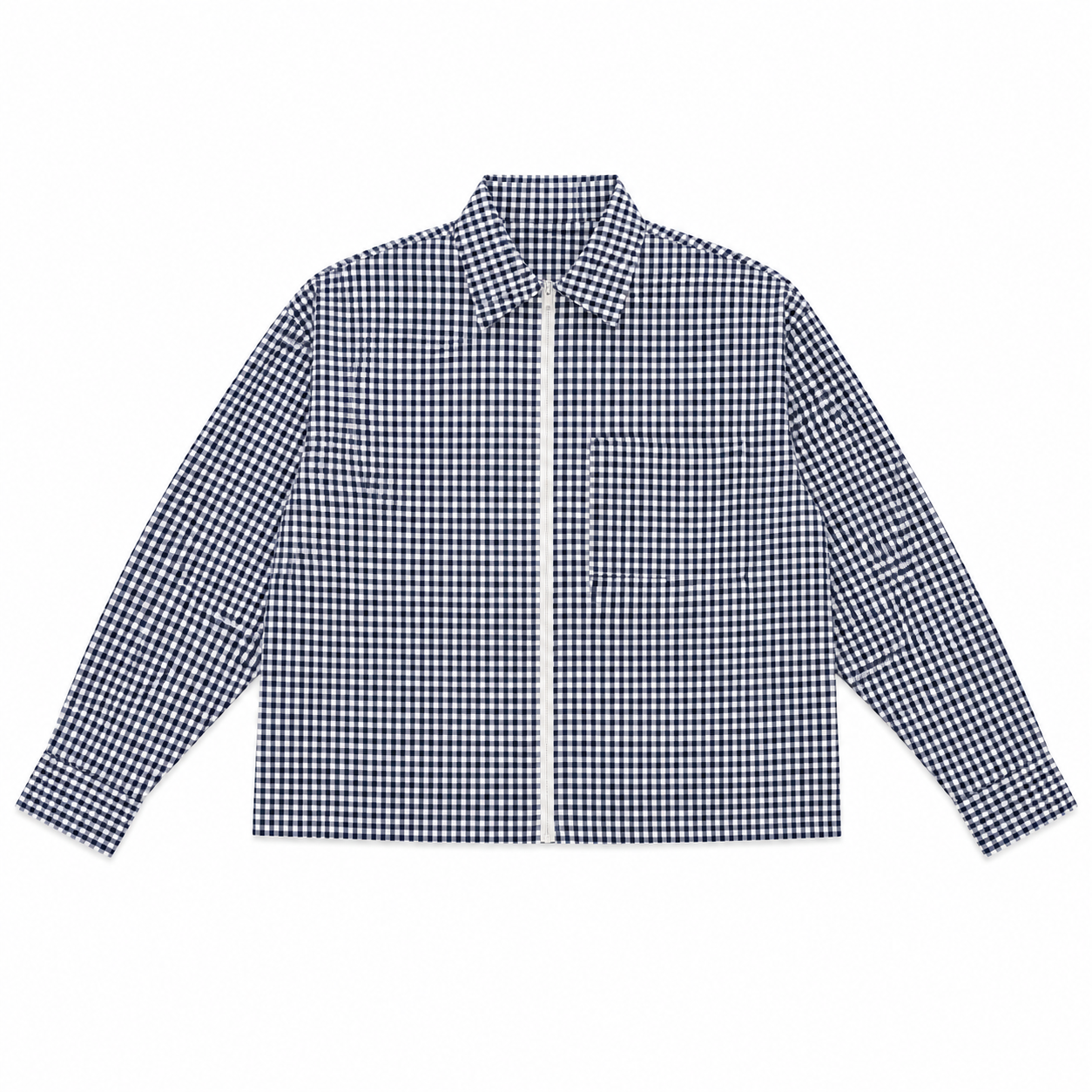 VESTE BOXY À POCHE COUPE-VENT ZIPPÉE À CARREAUX