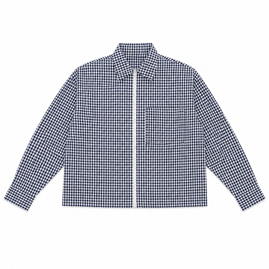 VESTE BOXY À POCHE COUPE-VENT ZIPPÉE À CARREAUX