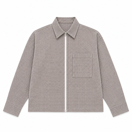 VESTE BOXY ZIPPÉE À MICRO-CARREAUX