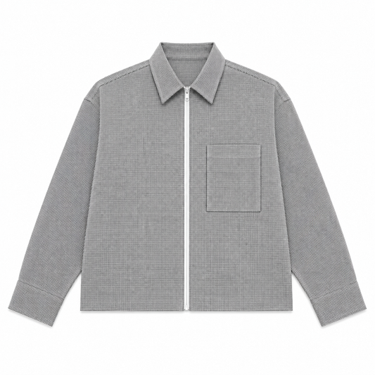 VESTE BOXY ZIPPÉE À MICRO-CARREAUX