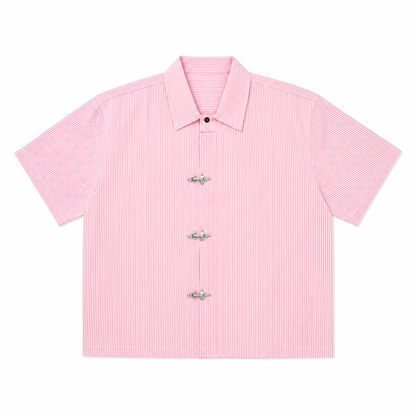 CHEMISE BOXY À RAYURE À FERMOIRS MOUSQUETON