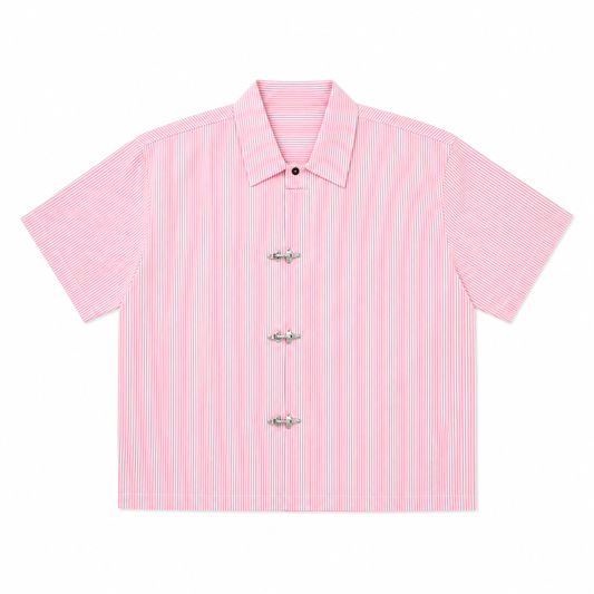 CHEMISE BOXY À RAYURE À FERMOIRS MOUSQUETON