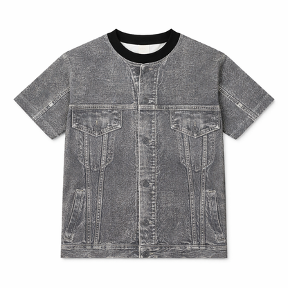 T-SHIRT GRIS EFFET DÉLAVÉ AVEC MOTIF