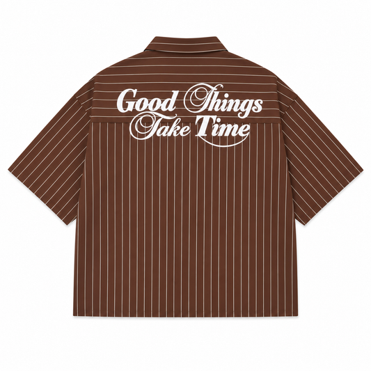 CHEMISE BOXY «  GOOD THINGS TAKE TIME »