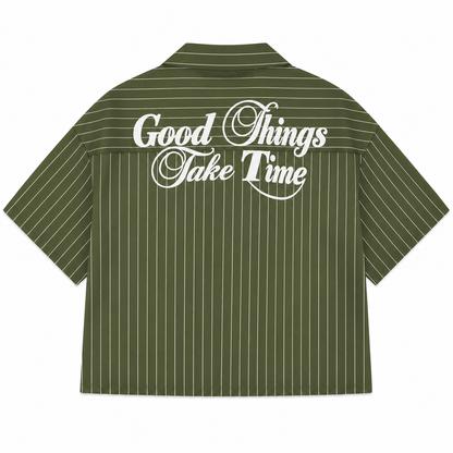 CHEMISE BOXY «  GOOD THINGS TAKE TIME »