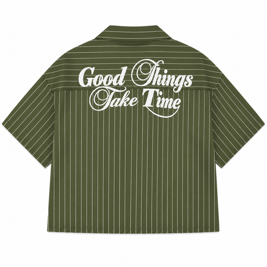 CHEMISE BOXY «  GOOD THINGS TAKE TIME »