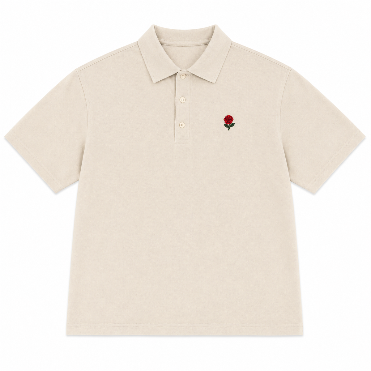 POLO BRODERIE ROSE